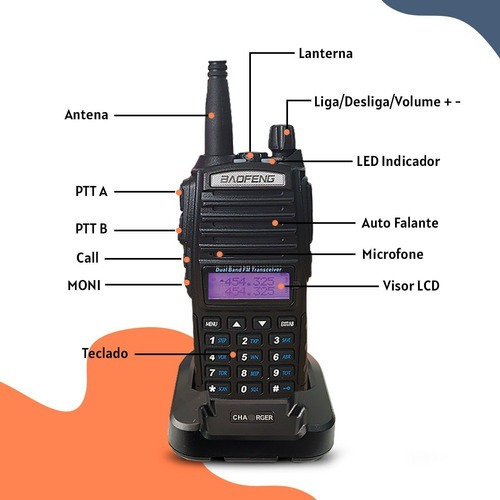 Kit 2 Walkie Talkie Baofeng Uv82 Largo Alcance Uhf Vhf Foto 6