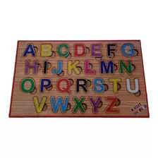 Brinquedo Pedagógico Madeira Alfabeto Divertido De Encaixe