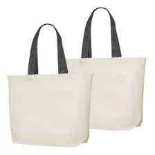 Ecobag Sacola De Lona 46x40x10cm Kit 2peças Alça Cz Escuro