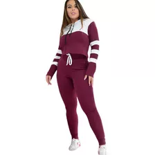 Conjunto Feminino Moletom Crepe Agasalho Inverno Abrigo Frio