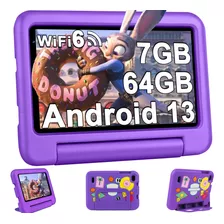 Kids Tablet 7'' Android 13 7+64gb Wifi 6 Bt 5.0 Funda Eva 