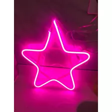 Pisca Enfeite De Estrela Neon Led Mangueira Rosa 30cm