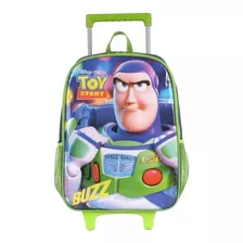 Mochila Infantil Escolar Buzz Lightyear Toy Story G Rodinhas Cor Verde