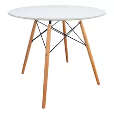 Mesa Dkr Tipo Eames Redonda Tapa De Madera