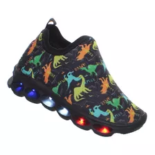 Tenis Led Brilha Pisca Dinossauro Infantil Menino