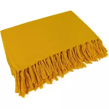 Manta Para Sofá Gigante Decorativa Em Algodão Cor Amarelo