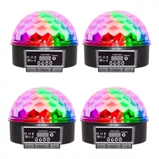 Kit 4un Bola Maluca 6 Cores Led Rgb Holográfico Strobo, Dmx Potente Longo Alcance Balada Festas Shows Animação