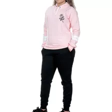 Conjunto Moletom Feminino E Calça Rosa Flor F-27