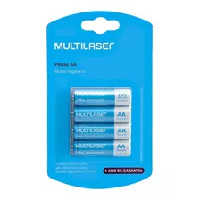 Pilhas Recarregáveis Multilaser Aa 2500mah 4 Unidades Cb052