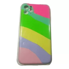 Funda Silicone Cover Arcoiris Felpa P/ iPhone 11 Pro Max