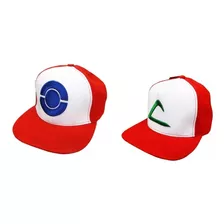 2 X Boné Chapeu Anime Pokemon Ash Ketchum Pokebola E Kanto