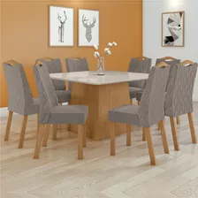 Conjunto Mesa Nevada 130cm Tampo Mdf/vidro 8 Cadeiras Vênus