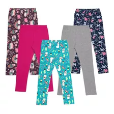 Pack X5 Calzas Legging Niña 100% Algodon Precio Por Mayor 