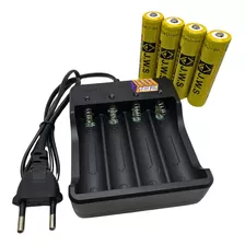 Carregador Quadrupo + 4 Baterias C/ Chip 15800mah 4.2v Jws