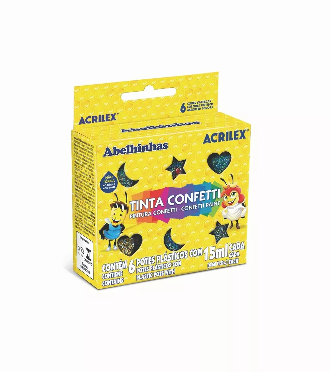 Tinta Confetti 6 Cores 15ml Acrilex