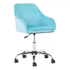 Silla Secretarial Onof Con Altura Ajustable Oficina Visita Color Aqua Material Del Tapizado Terciopelo