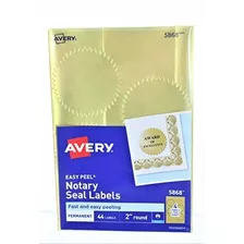 Avery ******* Print Or Write Gold Foil Notarial Seals Seal,2