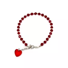 Pulsera Cristal Dije Corazón Plata 925