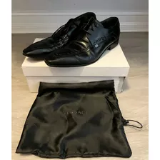 Versace Zapatos De Lujo Para Hombre De Cuero Negro Talla 44