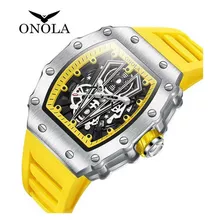 Reloj De Cuarzo Luminoso Onola Fashion Skeleton Color De La Correa Amarillo