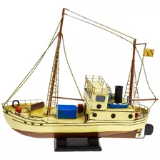 Barco Pesqueiro-metal Modelo Reduzido Tamanho Médio Lindo 