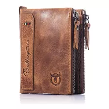 Billetera Cuero Hombre Monedero Rfid Bullcaptain Qb06