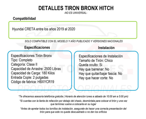 Tiron Jalon Remolque Hyundai Creta 2019-2020 Bronx Foto 7