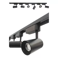 Trilho Eletrificado 1,5 Mt 3 Spot Led 7w Cob Preto 3000k