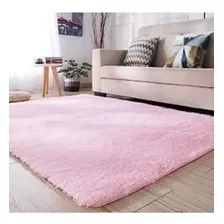 Tapete Cabelo Longo Costa Oro Shaggy Cor Rosa-claro Felpudo - De 2m X 1.5m