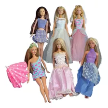Lote 6 Bonecas Barbie Antigas Anos 2000 Originais C/ Roupa