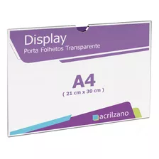 Display Acrilico Papel A4 30x21cm Parede Kit 10 Peças