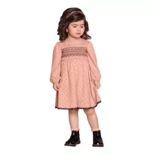 Vestido Milon Infantil Menina Manga Longa Cotton Leve 1 A 8