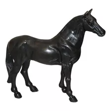 Cavalo Bronze Oxidado Escultura Estatueta Sangue Garanhão Cor Preto