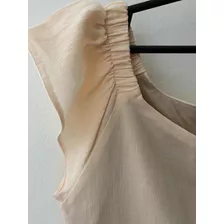 Vestido Lino Nude Volados