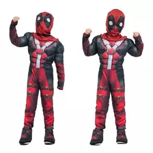 Fantasia Deadpool Infantil Mascara Músculos Cosplay Criança