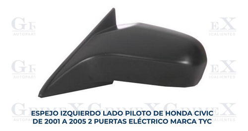 Espejo Civic Coupe 2001-2002-2003-2004-2005 Electrico Ore Foto 2
