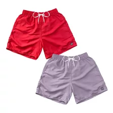 Kit 2 Bermudas Short Praia Neon Mauricinho Verão Cordão 002