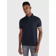 Polo Azul Marino Con Franjas En Manga Tommy Hilfiger Hombre