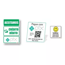 Placa Aceitamos Debito Credito Pix Display Person E Sorria