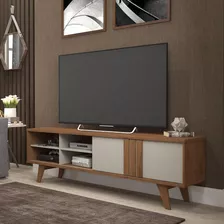 Rack Para Tv Sala De Mdf Marrom Savana 180cm Pés De Madeira