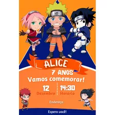 Convite Digital Aniversário Naruto Cute