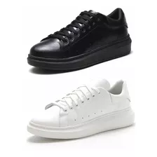 Sapatênis Masculino Casual Tênis De Couro Combo 2 Pares