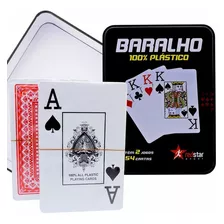 Baralho Plastico Dois Jogos Na Lata 54 Cartas Naipe Grande