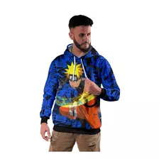 Moletom Naruto Uzumaki Vila Da Folha 3d Full Print Azul