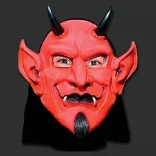 Acessório Máscara Diabinho Látex Capuz Fantasia Halloween Cor Vermelho