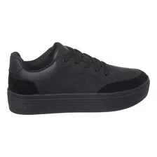 Tenis Feminino Casual Preto/preto Com Recortes Confortável