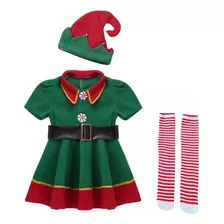 Vestido Elfo Para Niños Disfraz Cosplay De Navidad Para Niña