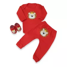 Conjunto Divertido Body Bebê Calça Mijão + Sapatinho 3 Peças