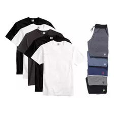 Kit 4 Bermuda Moletom Masculino + 4 Camiseta Básica Lisas 