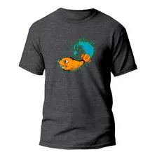 Camiseta Algodão Premium Estampa Digital Peixes Laranja Dtf